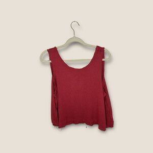 Free People We The Free Ribbed Low Back Tank Red Size Small Oversized